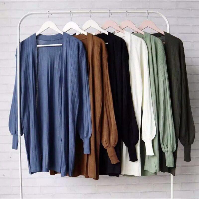 LONG CARDI RAJUT REVITA BALOON PREMIUM / BAJU ATASAN-LUARAN WANITA LENGAN PANJANG MOTIP BALON