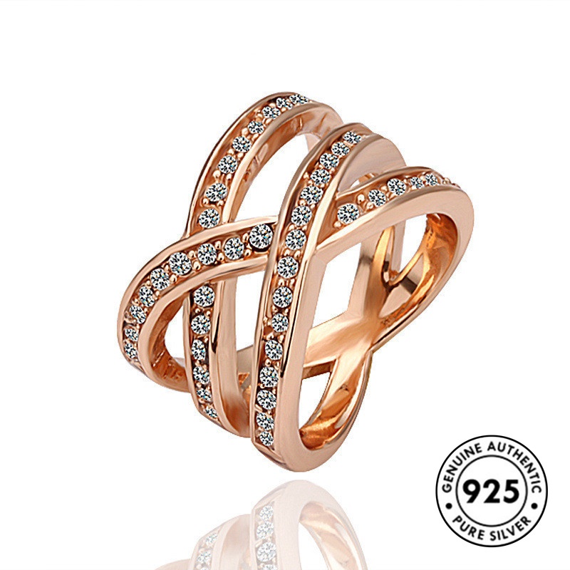 Cincin Berlian Bahan S925 Silver Warna Emas Untuk Pasangan