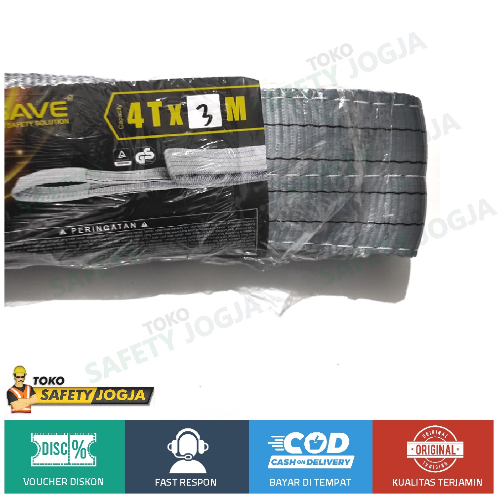 Webbing BELT Sling 4 Ton x 3 Meter Tali POLYESTER PENGANGKAT GOSAVE