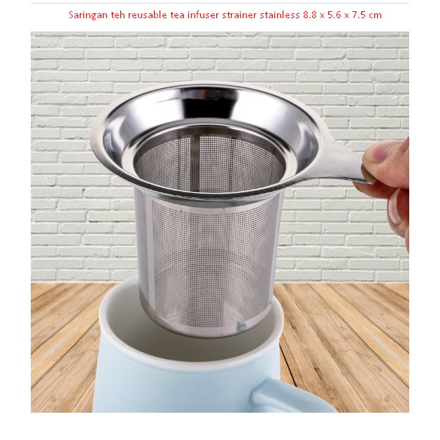 Saringan teh reusable tea infuser strainer stainless 8.8 x 5.6 x 7.5 cm