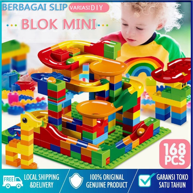 COD CleAir O2 168pcs Mainan Building Brick Marble Race Run Maze Block Balok Susun Track Slide Ball NEW