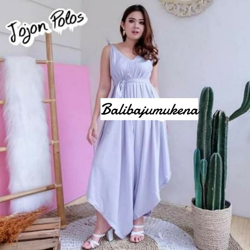 [BISA COD] LONG JUMPSUIT JOJON POLOS RAYON BALI JUMBO/PLAYSUIT PANJANG WANITA DEWASA ADEM KEKINIAN