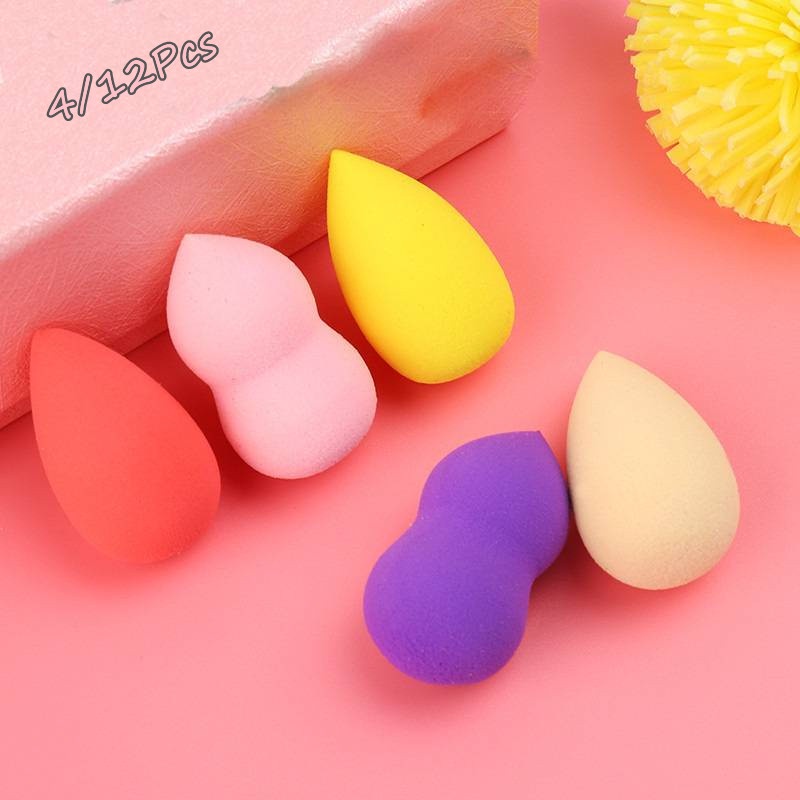 4 / 12pcs Spons Beauty Blender Bentuk Tetesan Air Mini Untuk Blending Foundation / Concealer Basah / Kering