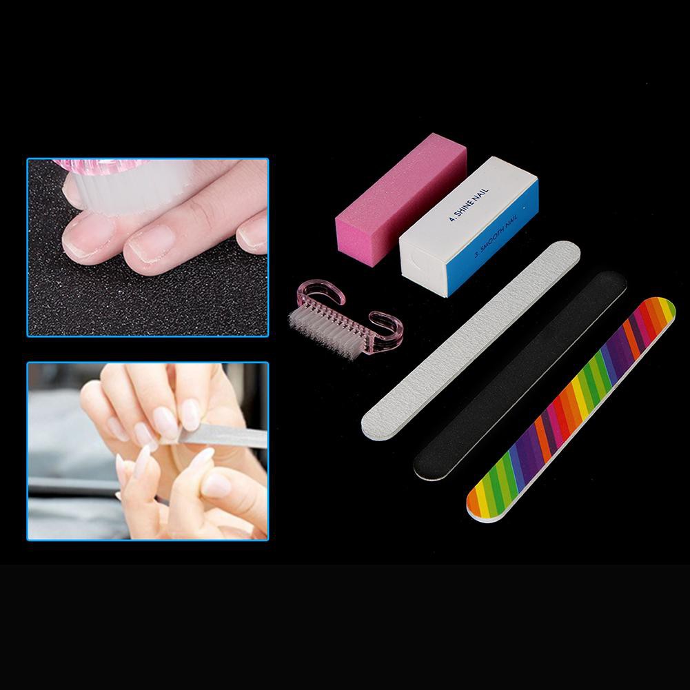 [Bayar Di Tempat] 6 Pcs Nail Art Pengamplasan File Buffer Blok Sikat Pembersih Manicure Tool Kit Set