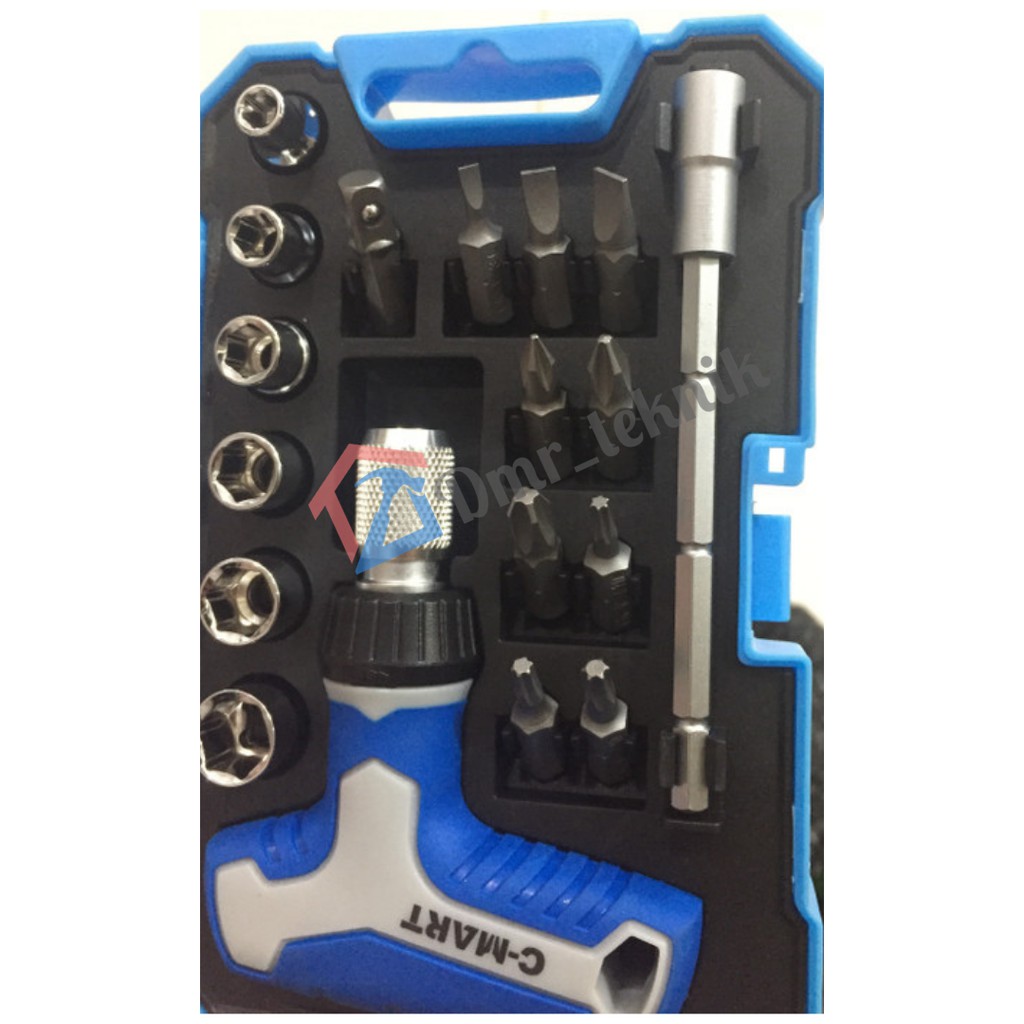 Jual Obeng C-Mart Kunci Sok T Ratchet Rachet Kombinasi Set 18 Pcs ...