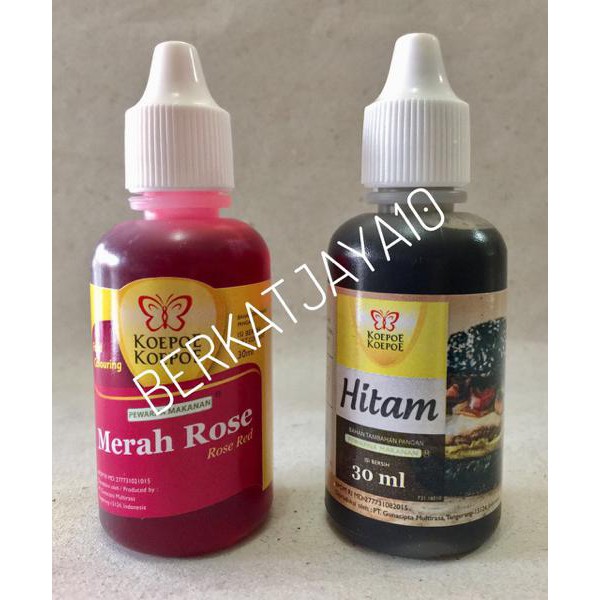 

Pewarna Koepoe koepoe food coloring kupu kupu Merah Rose / Pink Hitam BERKUALITAS