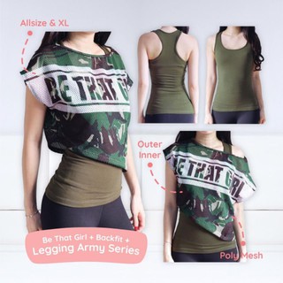 Be That Girl Set Army Series Setelan Baju Kaos  Olahraga 