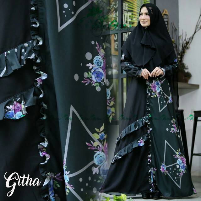 Gamis Syari Cerruty mix Jersey Printing Githa Ori Brand by Be Glow