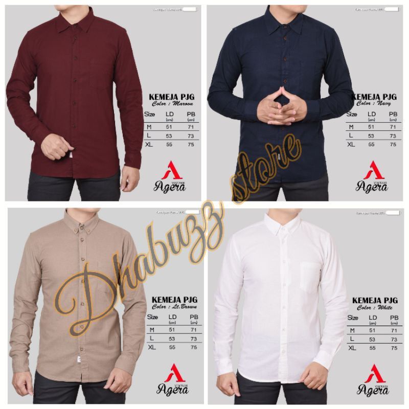 BAJU KEMEJA KERAH KERJA FORMAL PRIA LENGAN PANJANG ORIGINAL TERBARU AGERA