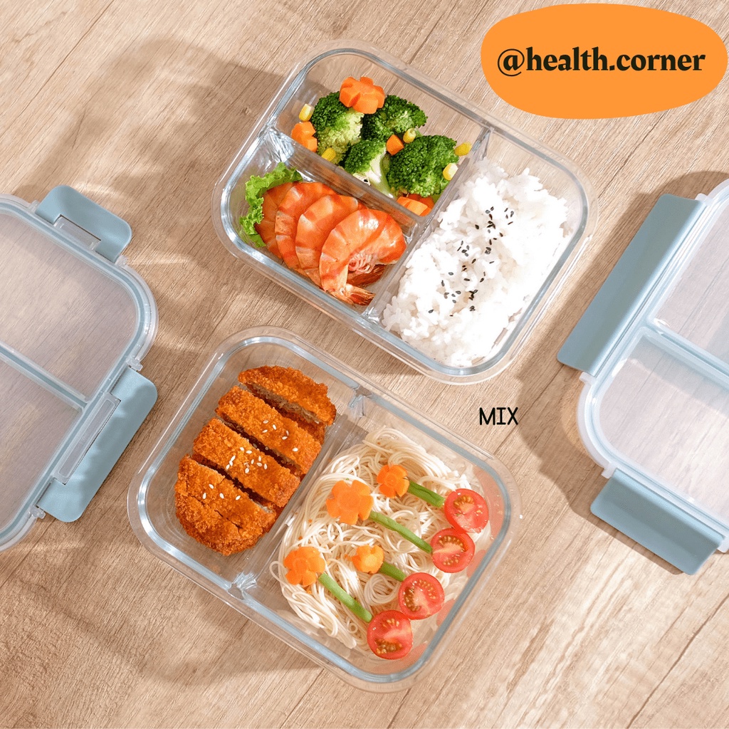 Little Dimple Split Lunch Box Pack 2pcs - Luncbox Kotak Makan Container Kaca