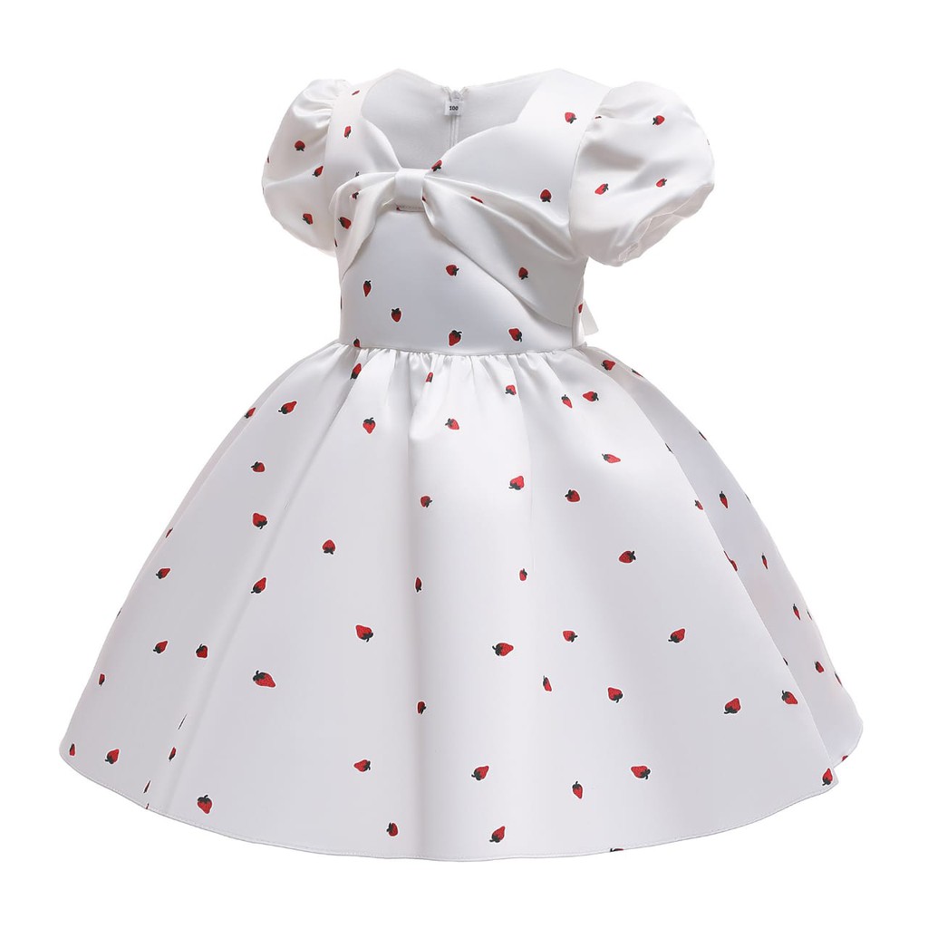 CALISTA DRESS WHITE / GAUN PESTA ANAK PUTIH IMPOR / DRES KOREA IMPOR ULANGTAHUN LENGAN BALON