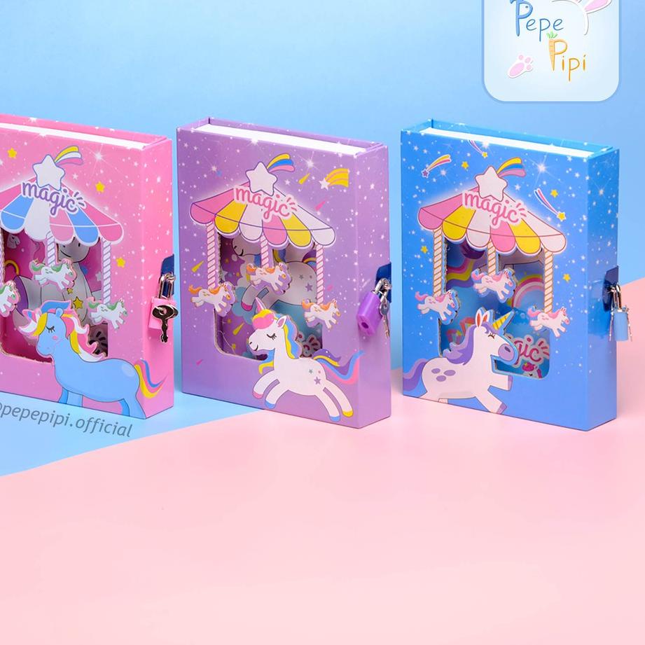 

[KODE PRODUK L7QDO6338] Buku Diary Unicorn Note Book Dengan Kunci Gembok Tebal bisa COD