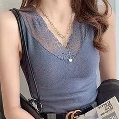 Tanktop Bra Wanita Kaos Dalam Wanita Dengan Cup Bra Atasan Wanita-Biru