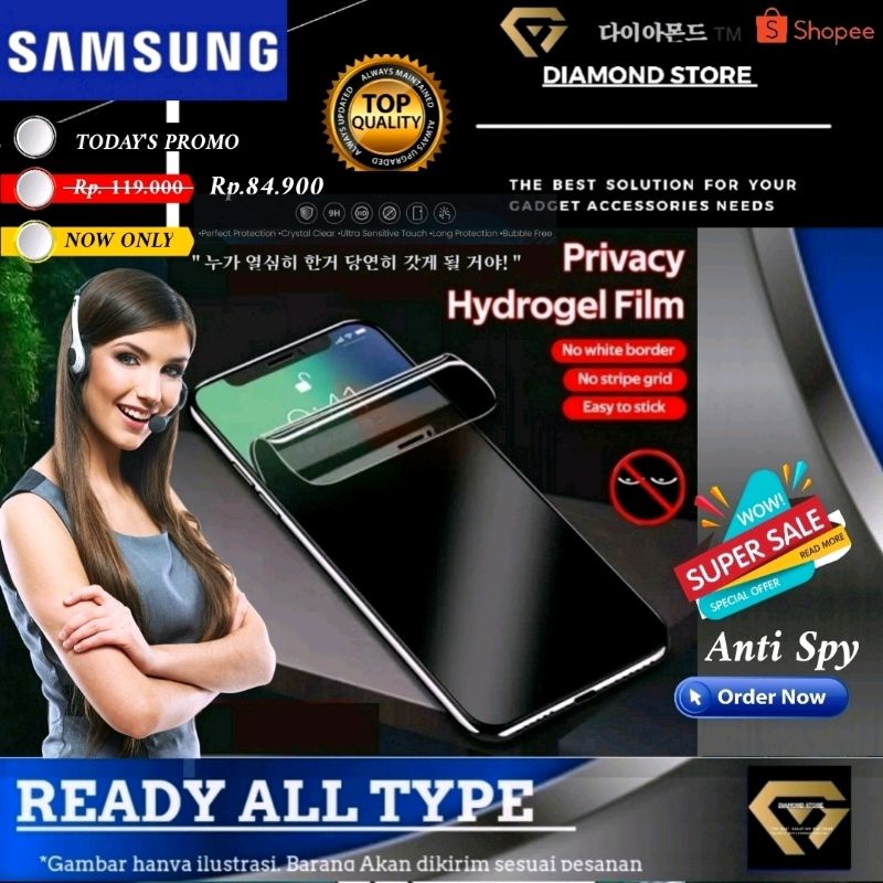 [ J &amp; A SERIES ] SAMSUNG HIDROGEL PRIVACY ANTI SPY SCREEN PROTECTOR J1 ACE J2 2016 2017 J2 PRIME J200 J2 CORE PRO J4 J4+ J3 2018 J5 2017 J5 PRO PRIME J6+ J7 J7 2018 PRO CORE DUO J800 A3 2016 2017 A510 A5 2020 A6+ A6 A7 2018 A750 A710 A8 STAR A8+ A9 2020