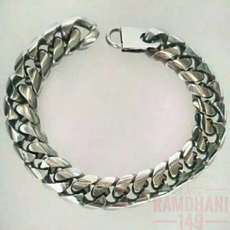 GELANG RANTAI PRIA BAJA SILVER DAN GOLD HIGH QUALITY Gelang Rantai Biker Titanium Stainless Steel