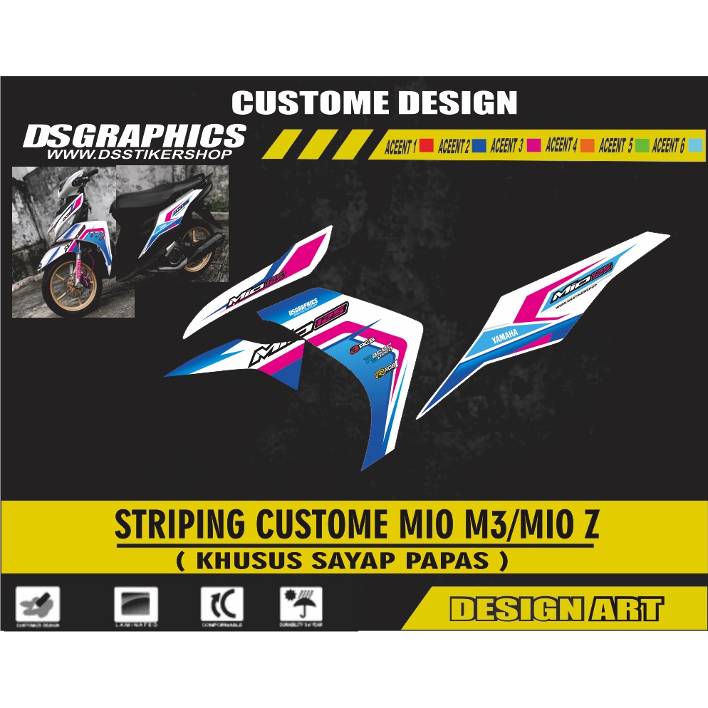 striping variasi mio m3/mio z warna putih pink biru tua