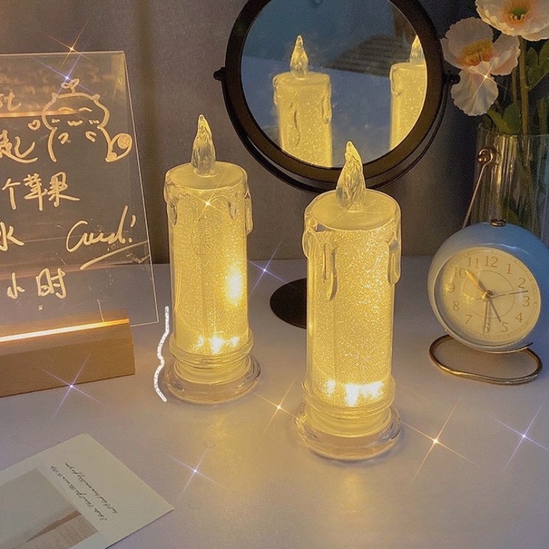 1PC Transparent Acrylic Luminous Simulation Candle Lights / LED Tears Candle Romantic Night Lamp