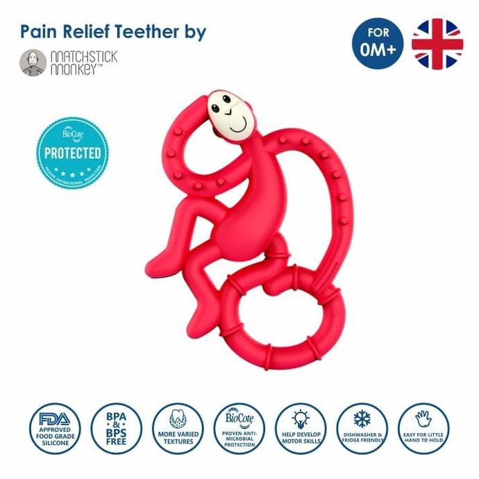 MATCHSTICK MONKEY MINI MONKEY TEETHER - RUBINE RED