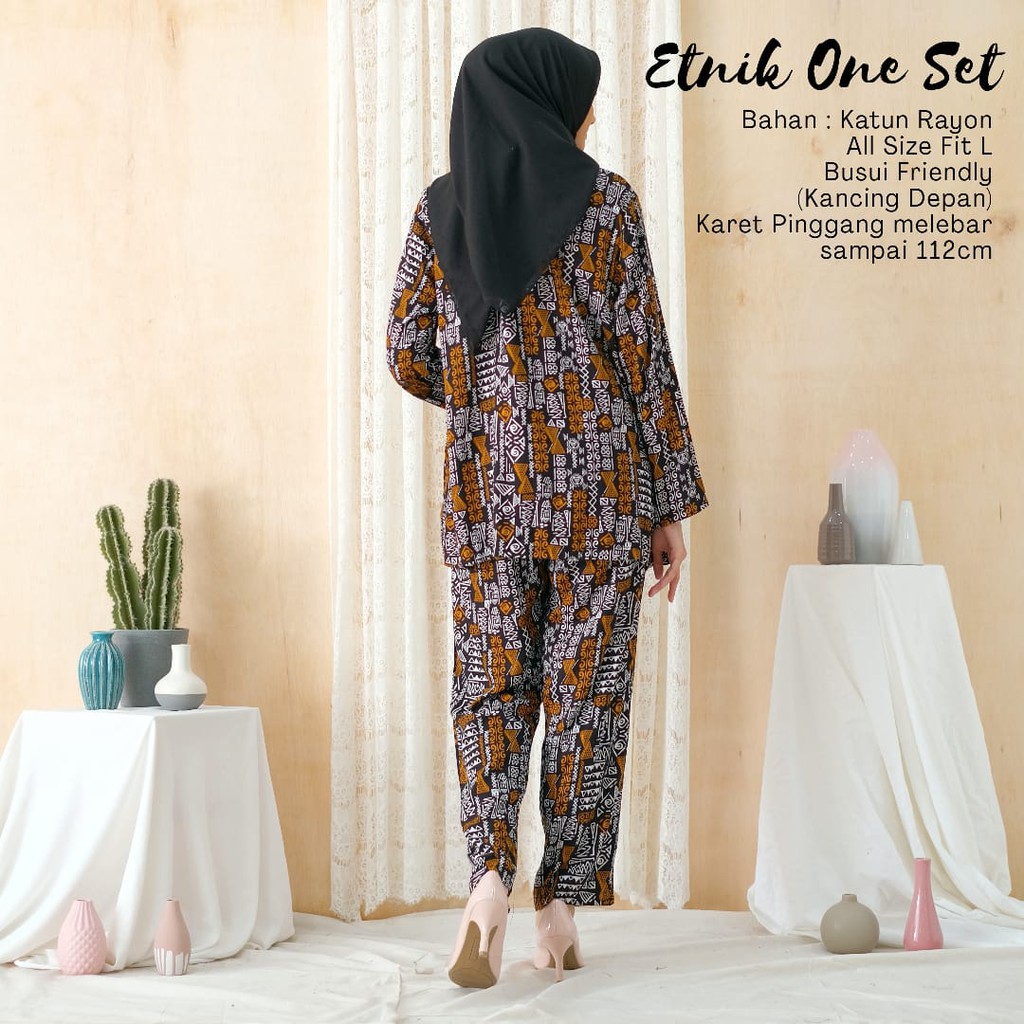 Piyama Dewasa - One Set Kekinian - Setelan Wanita Abstrak - Etnik One Set - One Set Katun Rayon