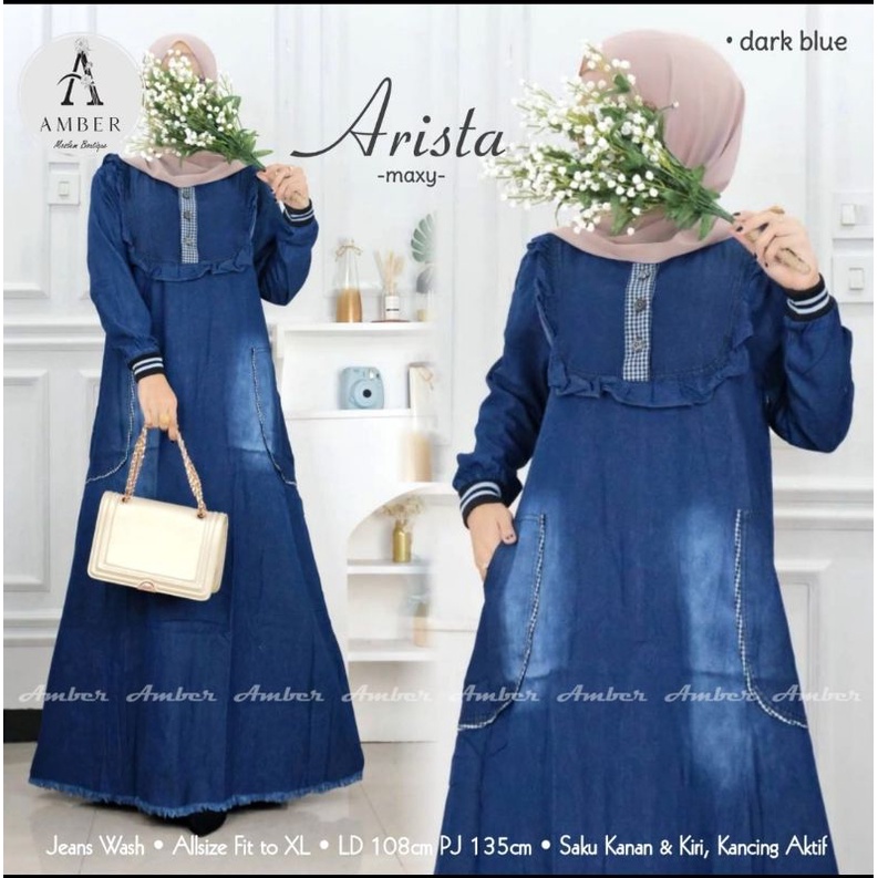 GAMIS JEANS TERBARU 2022 UNTUK WANITA MUSLIMAH DEWASA  BAJU MAXY  KEKINIAN  MODIS DAN TERPOPULER DEN