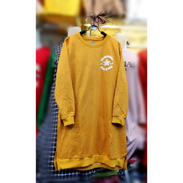 Tunik kaos lengan panjang bahan kaos motif bintang import