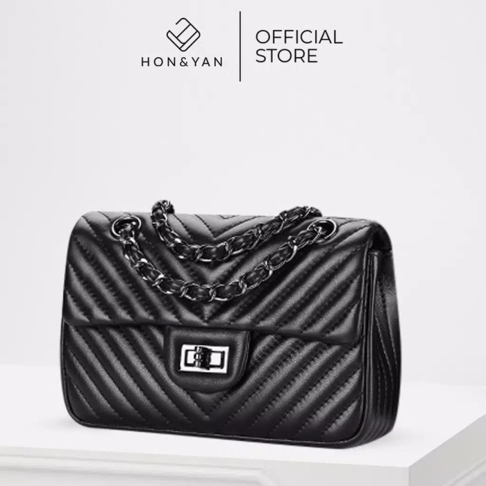 [HONYAN] Tas Selempang Wanita Original - Calianda Sling Bag -Black