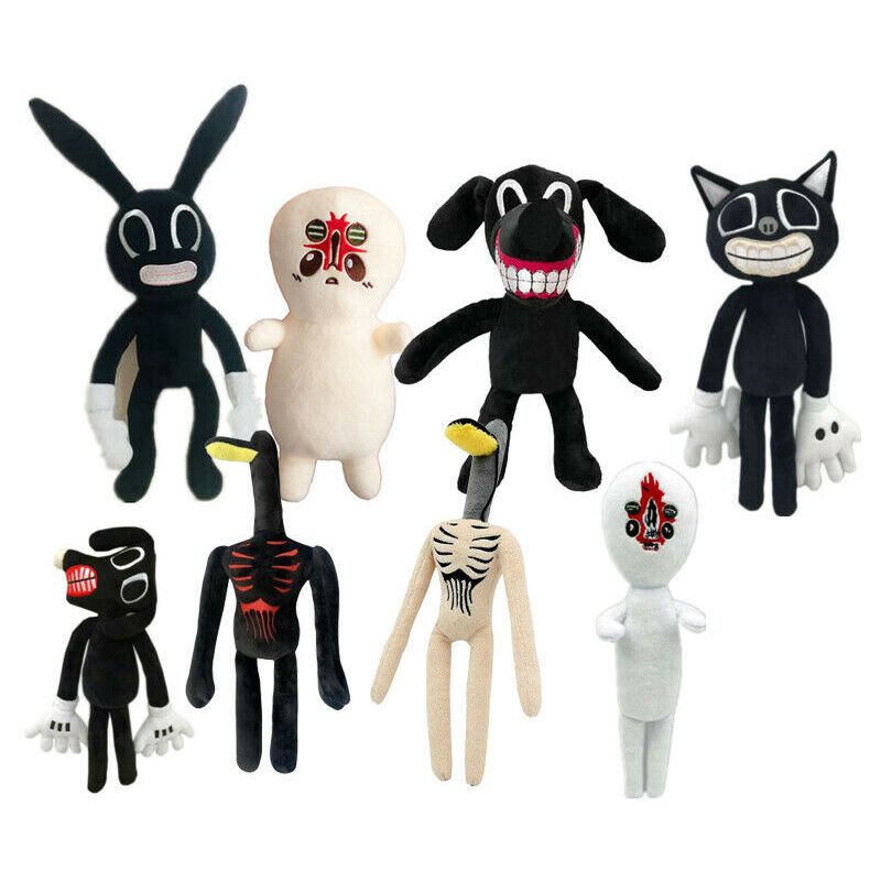 Cartoon Siren Head Horror Black Bunny Rabbit Plush Stuffed Doll Kids Gift Toy