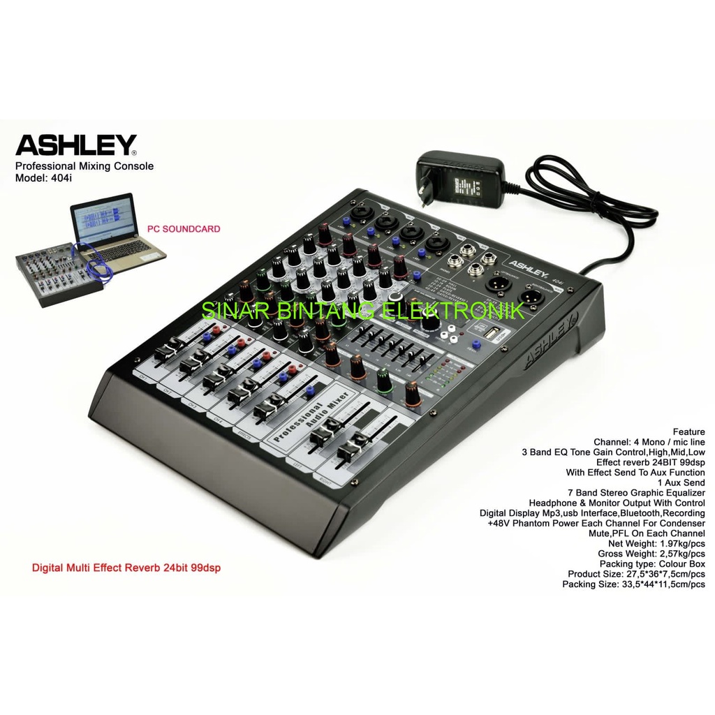 MIXER ASHLEY 404i - 404 i NEW 4channel ORIGINAL MIXER AUDIO ASHLEY