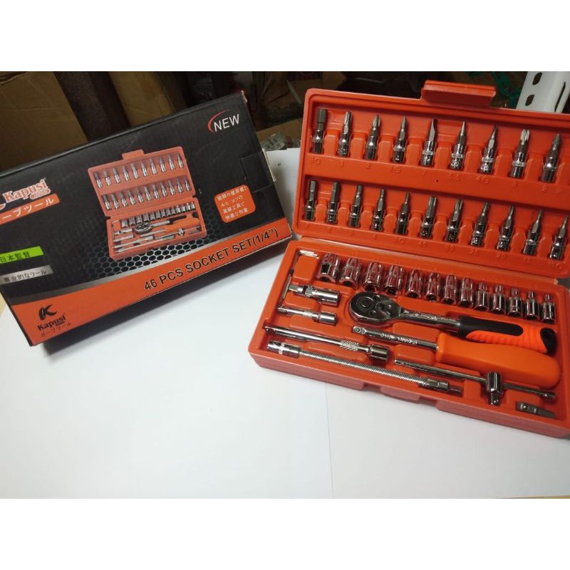 KUNCI SOCK SET/ KUNCI SHOCK SOK SET/ SOCKET WRENCH SET TOOLS/Kunci Shock Set 1/4&quot; 46 PCS Socket Sock Sok Shocket Kombinasi Wrench/ KUNCI SHOCK SOK SET/ SOCKET WRENCH SET TOOLS BERKUALITAS