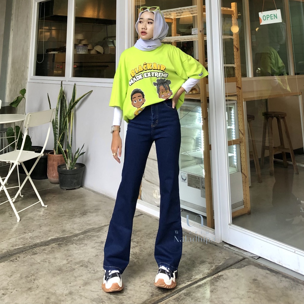 Kezia Cutbray Pants Biru Tua - Highwaist Jeans Cutbray