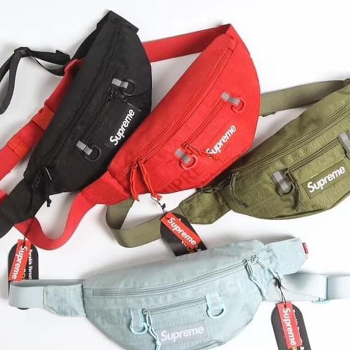 Barang Berkualitas Tas Waistbag Supreme / Waist Bag Supreme / Tas Selempang Supreme SS19 - Hitam