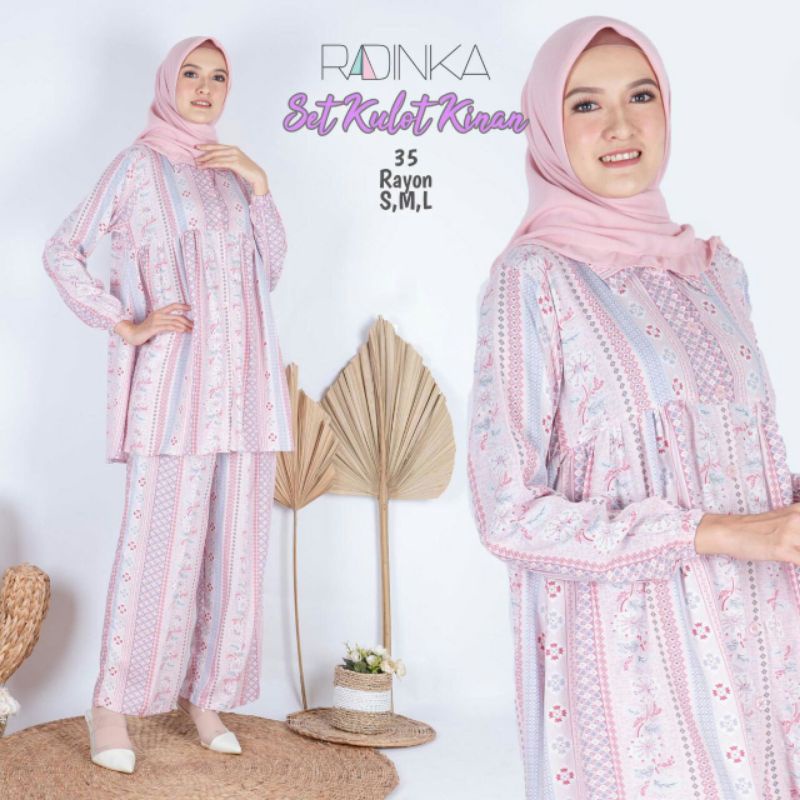 Radinka Piyama Rayon Kekinian Oneset Setelan Kulot Wanita Setelan Rayon Dewasa