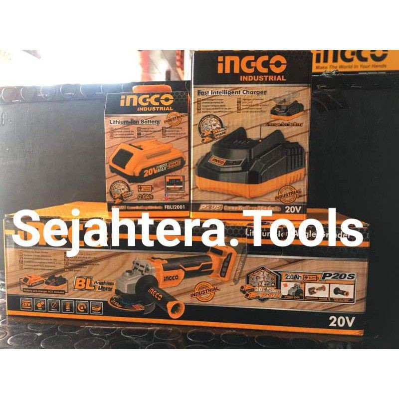 CAGLI1002 BRUSHLESS GERINDA TANGAN BATERAI 4ah 4.ah 4.0 ah CORDLESS ANGLE GRINDER INGCO