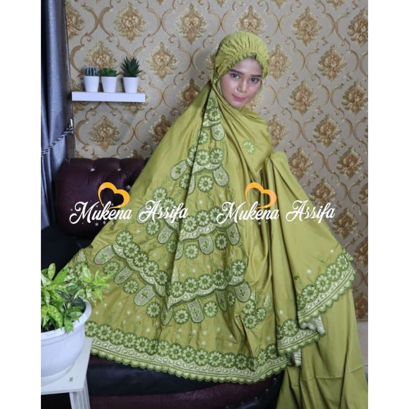 mukena bordir hijau  bordir bukittinggi