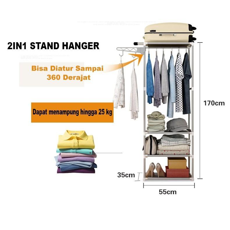 Stand Hanger Lemari Baju Gantungan portable rak hemat tempat Pakaian Rak Baju Rak Pakaian Serbaguna