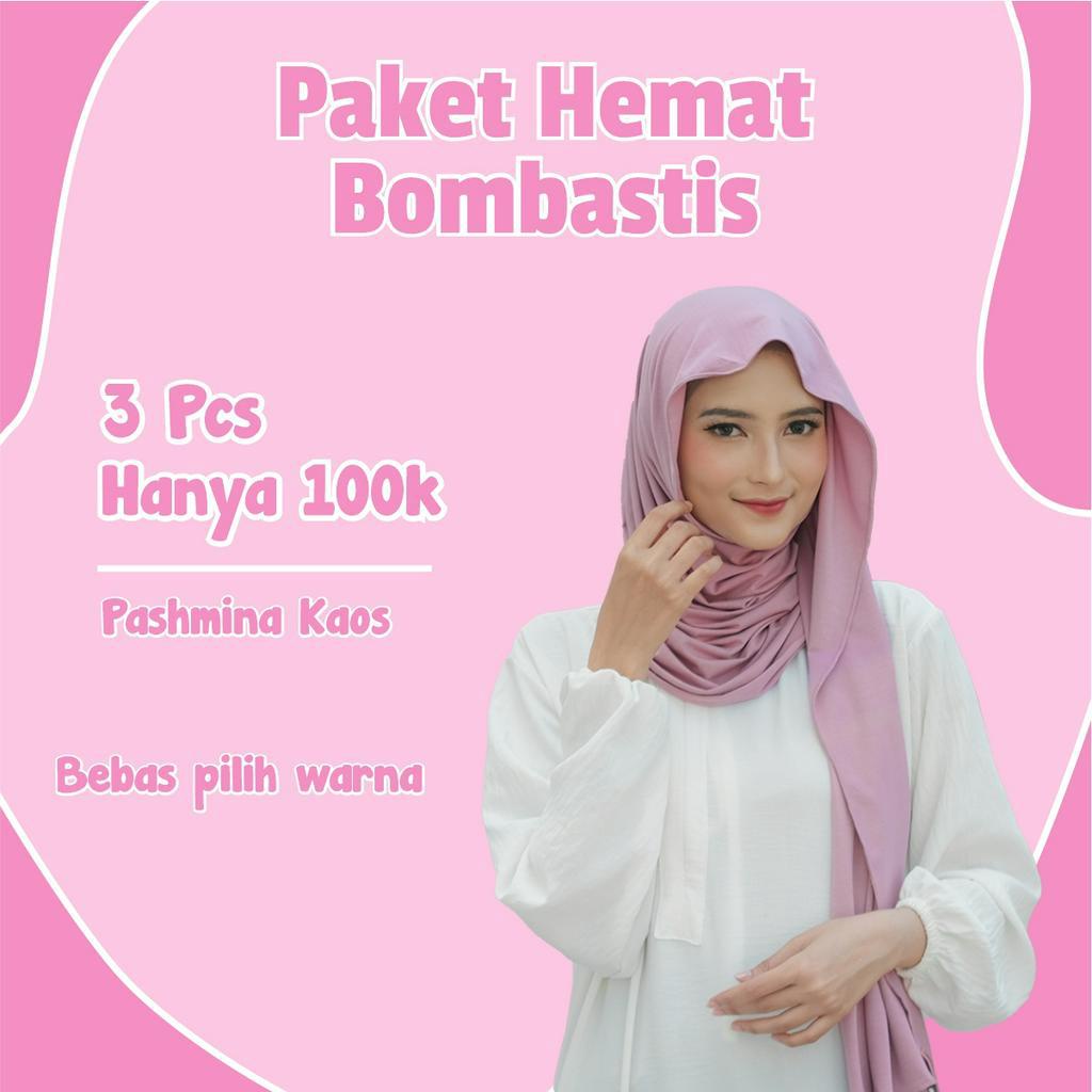 Paket Hemat 100k get 3 Pcs Pashmina Kaos Rayon Spandex I Pashmina Kaos Jersey Premium