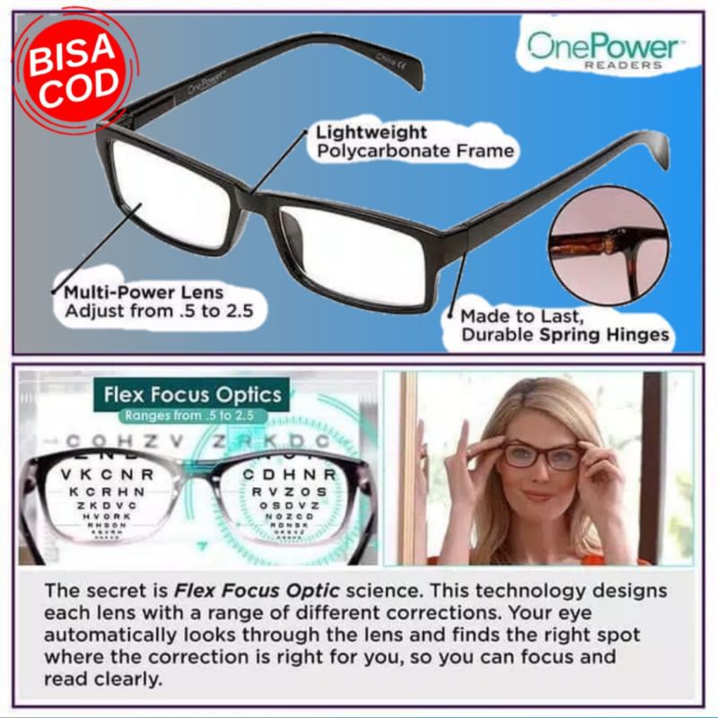 COD Kacamata Baca Plus Auto Focus Adjusment Ajaib One Power Readers Untuk Pria Dan Wanita Original A