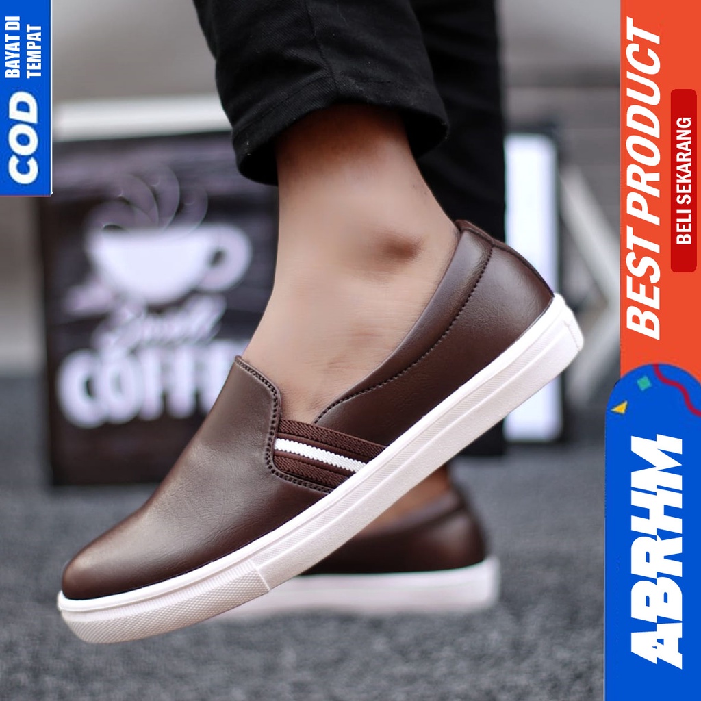 Abrhm Nue - Sepatu Slip On Santai Casual Hitam Pria Original