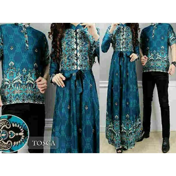 YUK BELI BAJU GAMIS COUPLE MUSLIM LEBARAN 17265 KAPELAN BATIK TOSCA