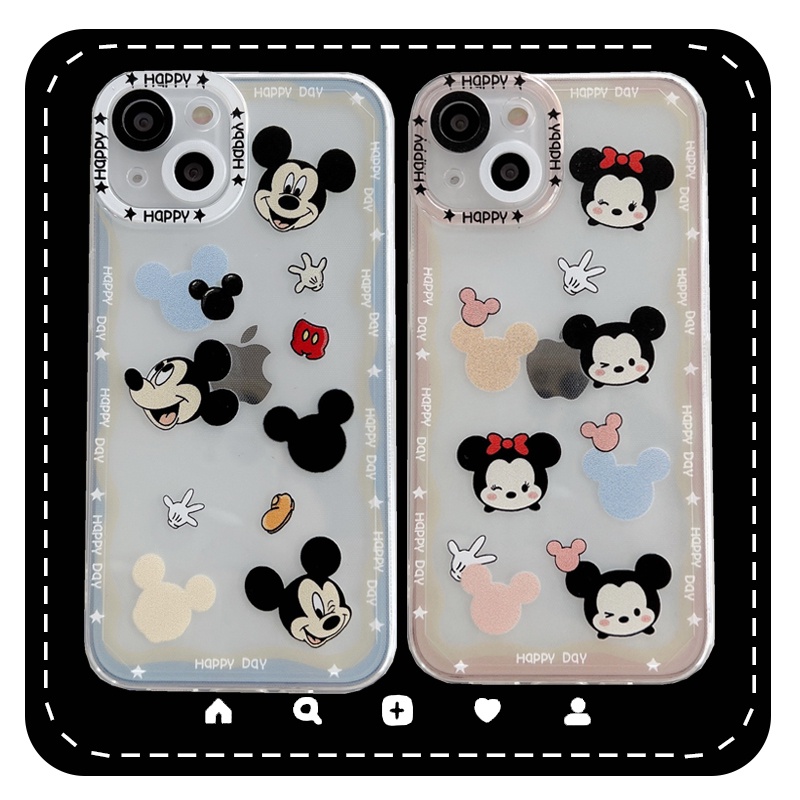 Case Pelindung Lensa Tahan Jatuh Motif Mickey Minnie Untuk iPhone 11 12 13 Pro MAX X XR XSMAX 7 8 Plus