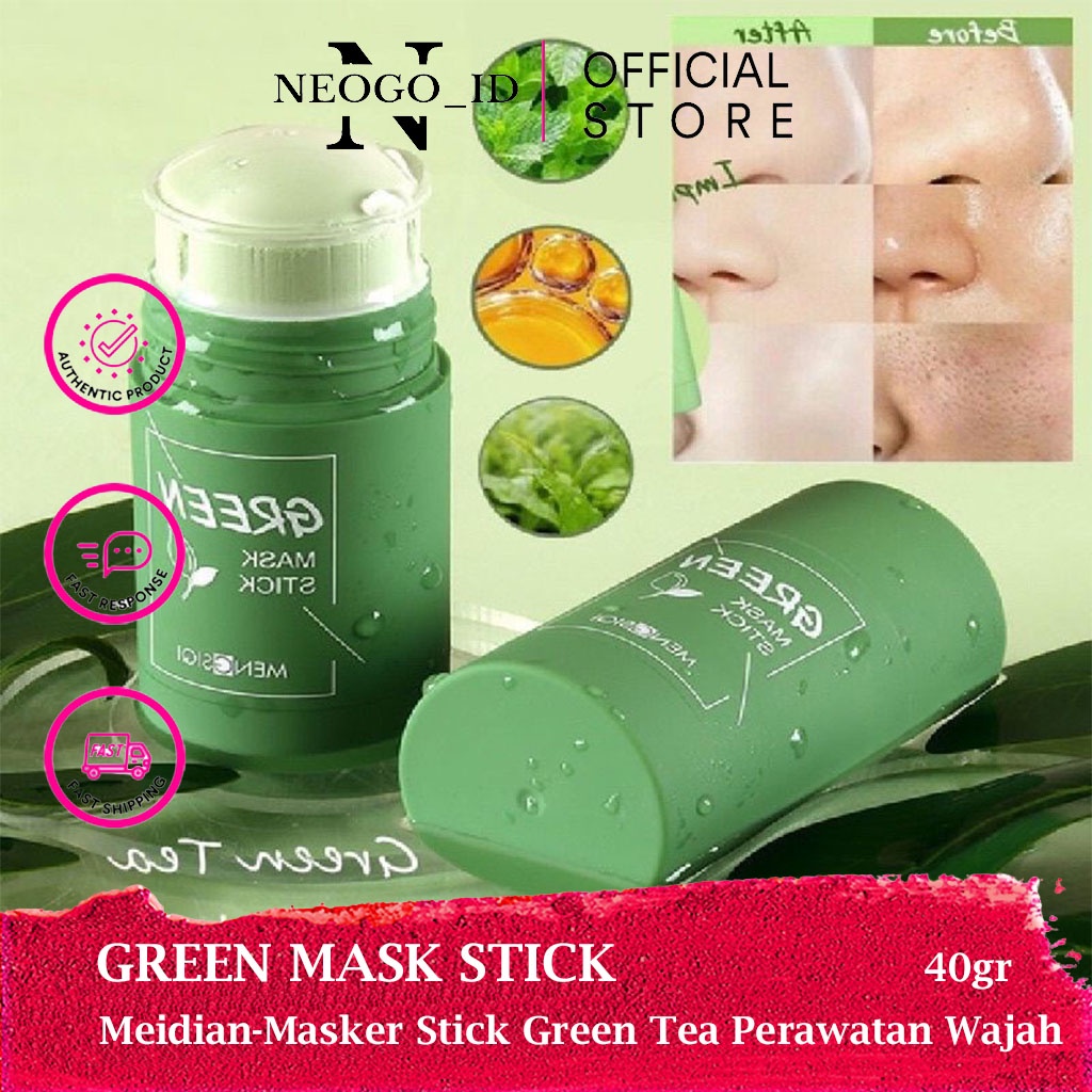 VIRALLL  REKOMENDASI  MEIDIAN Green Tea Mask Cleansing Clay Stick Masker wajah Masker Pembersih kome