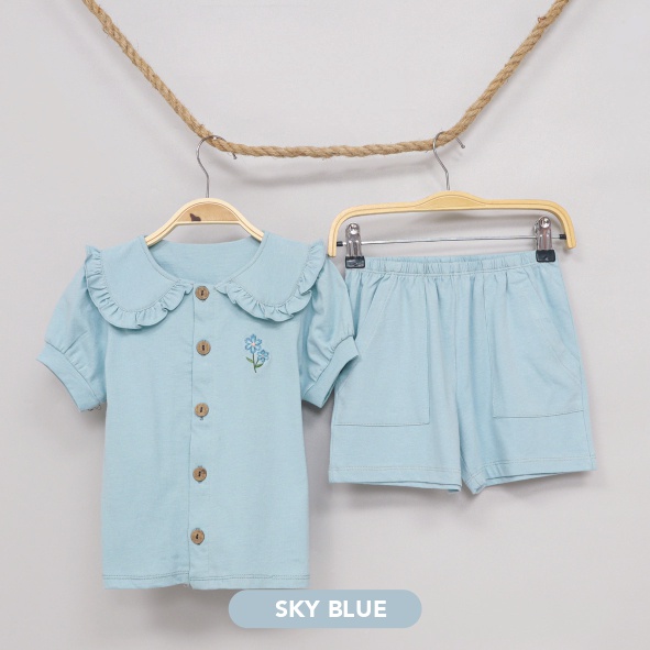Mooi Setelan Anak Perempuan Paula Set-SKY BLUE