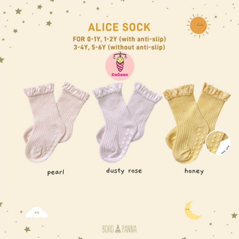 Bohopanna Alice Socks / Kaos Kaki Anak / Bayi Perempuan / Bohopana / Boho Baby