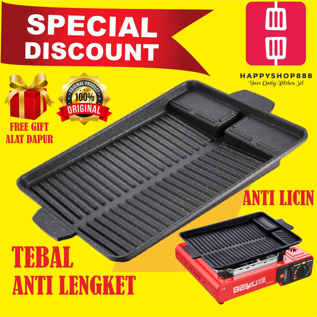 BULGOGI YAKINIKU GRILL PAN BBQ KOMPOR PORTABLE SHABU SUKI PEMANGGANG PANGGANGAN