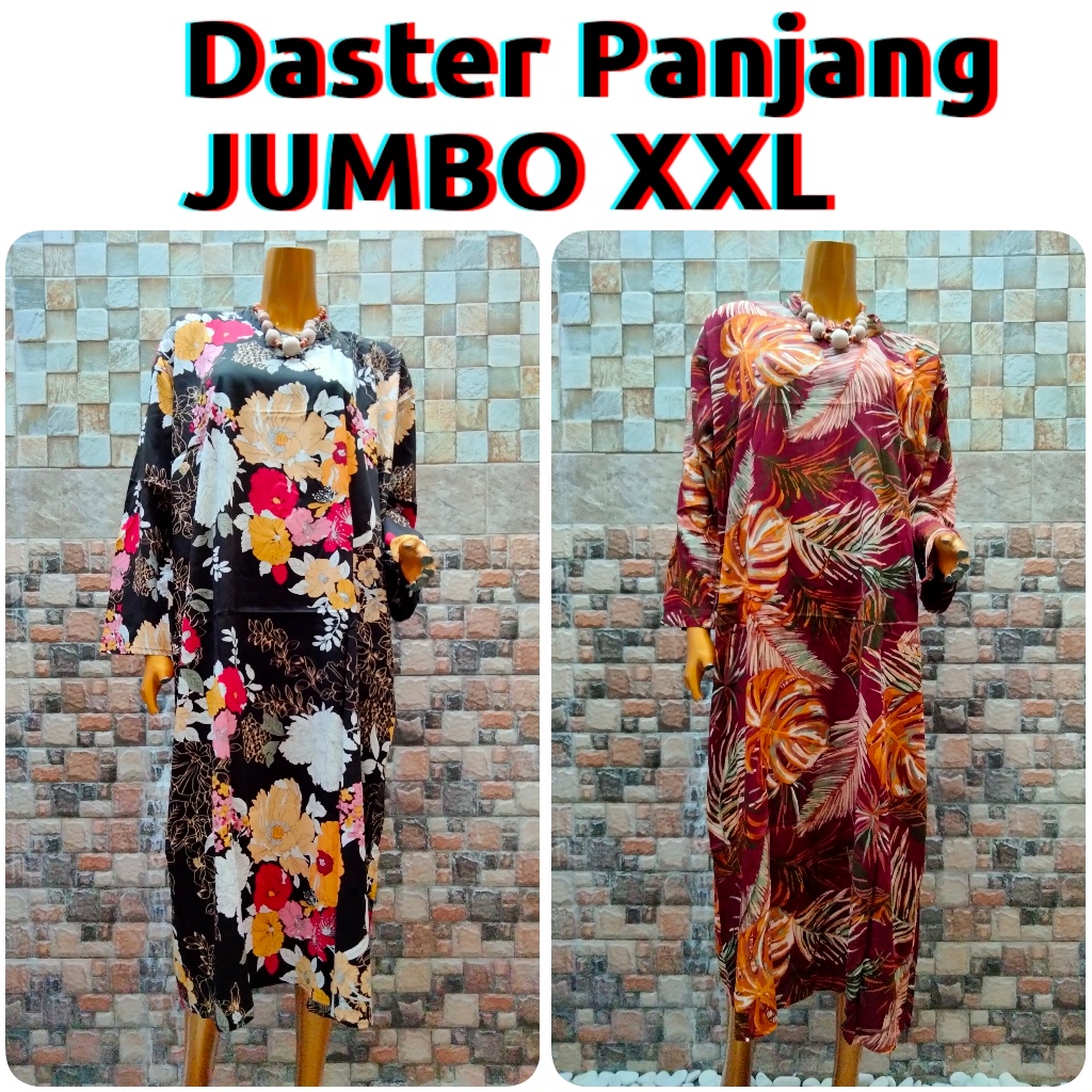 Daster panjang muslimah 7/8 JUMBO XXL lengan panjang, long dress, daster panjang bali , daster gamis