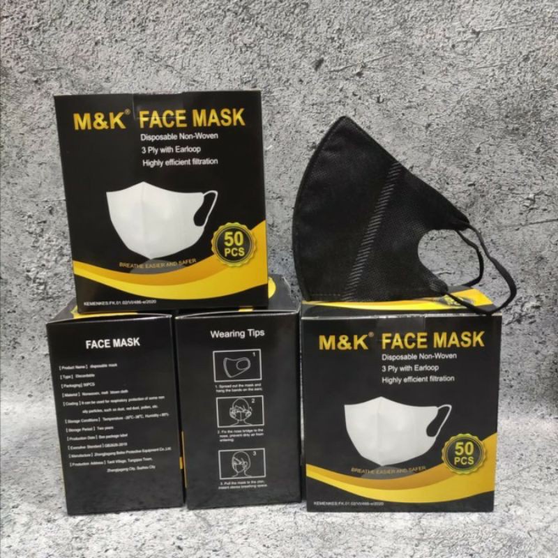 [NEW] Masker Korea Duckbill 3ply Disposable Face Mask Sekali Pakai isi 50pcs warna Putih (Ada Garis)