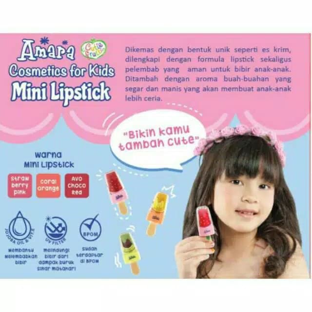 (BISA COD) Amara Mini Lipstik with Cutie Frutti - Lipstik Purbasari untuk Anak AMAN BPOM