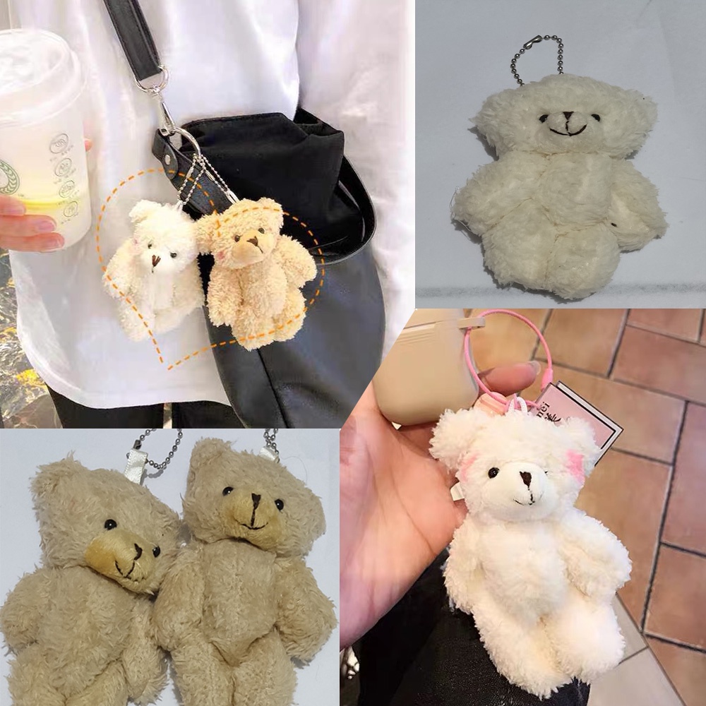 Boneka Beruang Kecil Gantungan Kunci Keychain Teddy Bear Gimbal Plush Keyring Korean Style