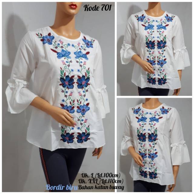 BLOUSE BORDIR WANITA ATASAN PUTIH