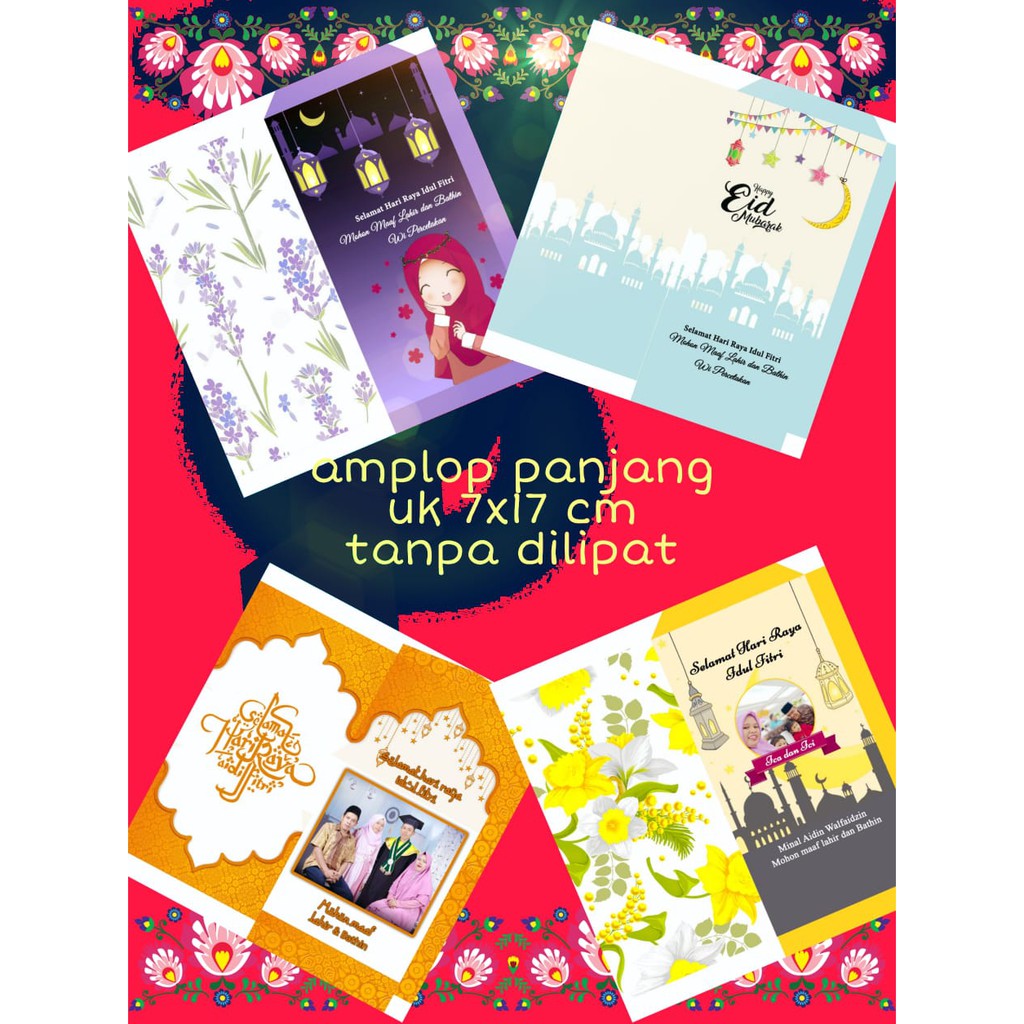 Amplop Lebaran Panjang/Custom nama dan foto/Kertas HVS tebal/Tanpa Lipat Uang/Angpao Lebaran 2022